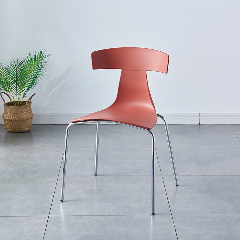 Chaises de salle à manger empilables sans accoudoirs, chaises latérales de salle à manger d'intérieur avec pieds en métal