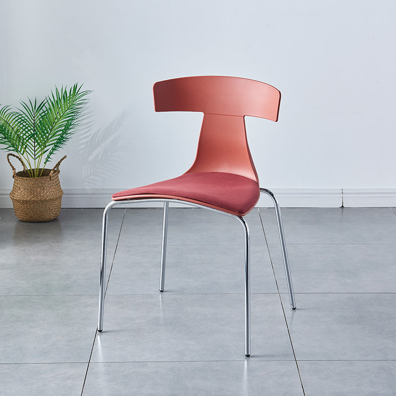 Chaises de salle à manger empilables sans accoudoirs, chaises latérales de salle à manger d'intérieur avec pieds en métal
