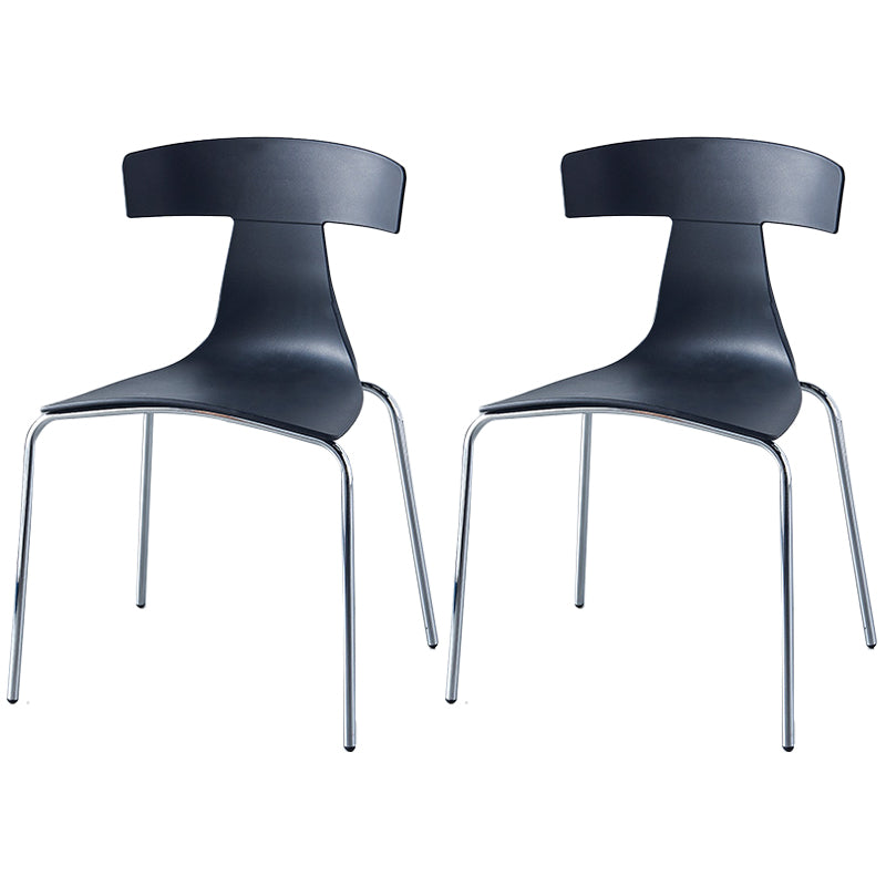 Chaises de salle à manger empilables sans accoudoirs, chaises latérales de salle à manger d'intérieur avec pieds en métal