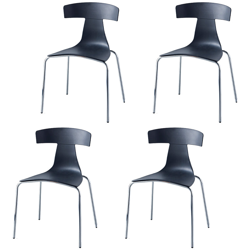 Chaises de salle à manger empilables sans accoudoirs, chaises latérales de salle à manger d'intérieur avec pieds en métal