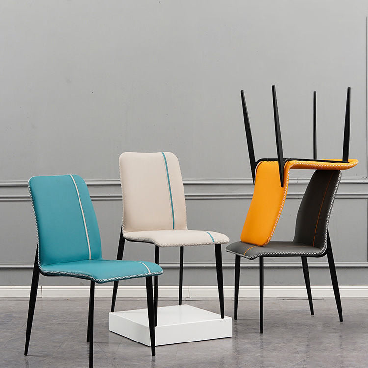 Ensemble de chaises scandinaves en métal, cuisine, salle à manger, chaise d'appoint à dossier solide (Ensemble de 4)