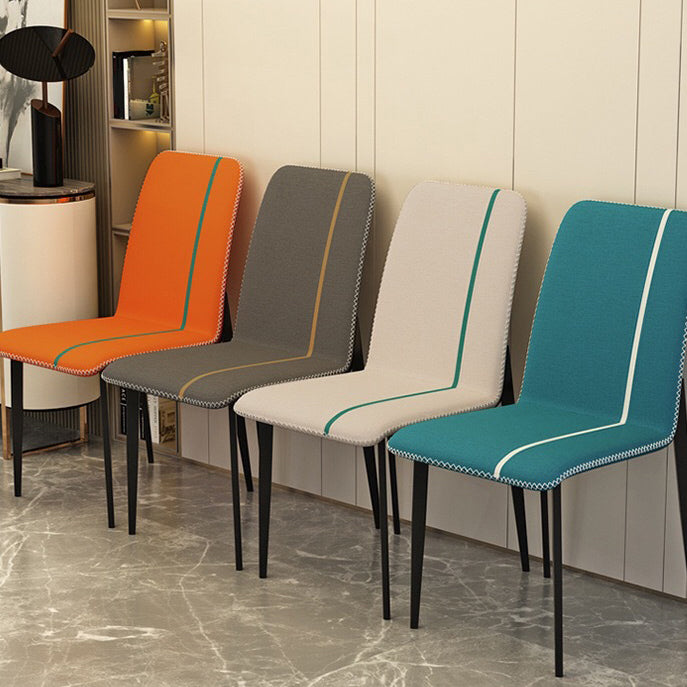 Ensemble de chaises scandinaves en métal, cuisine, salle à manger, chaise d'appoint à dossier solide (Ensemble de 4)