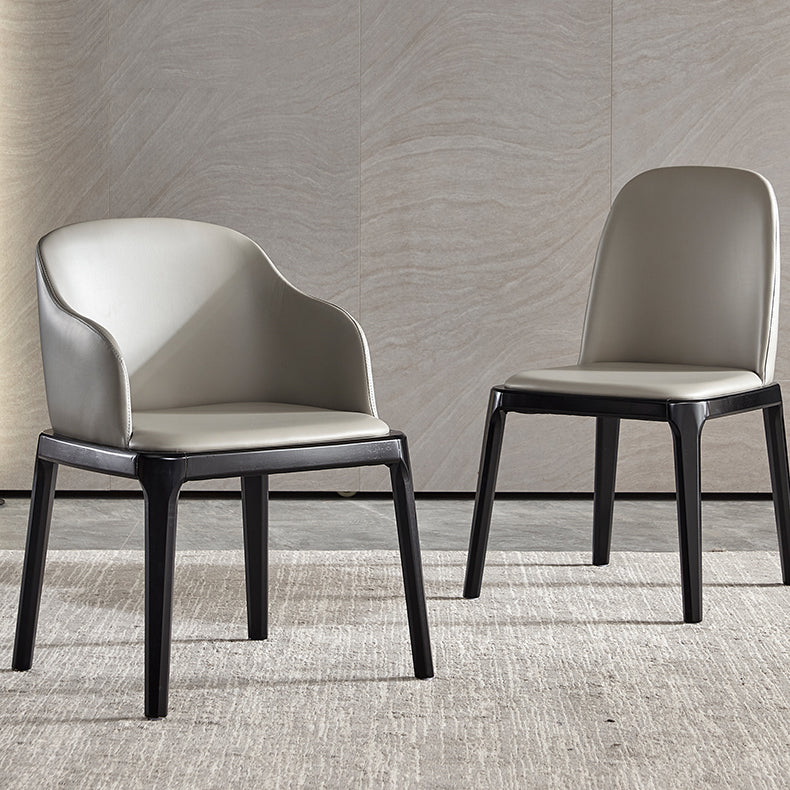 Fauteuil de maison en cuir scandinave, finition mate, chaise de salle à manger à dossier solide (Ensemble de 2)