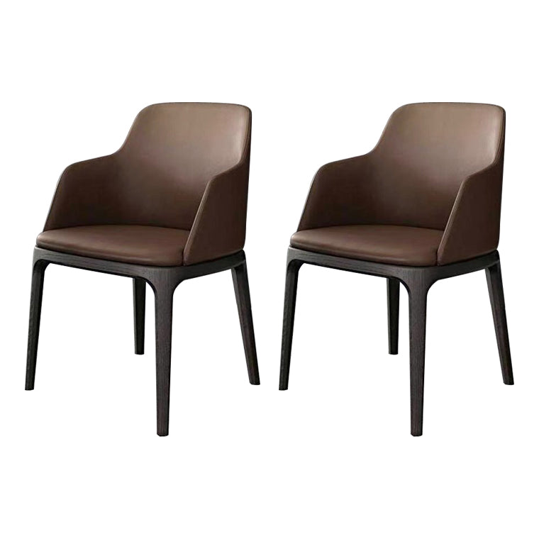 Fauteuil de maison en cuir scandinave, finition mate, chaise de salle à manger à dossier solide (Ensemble de 2)