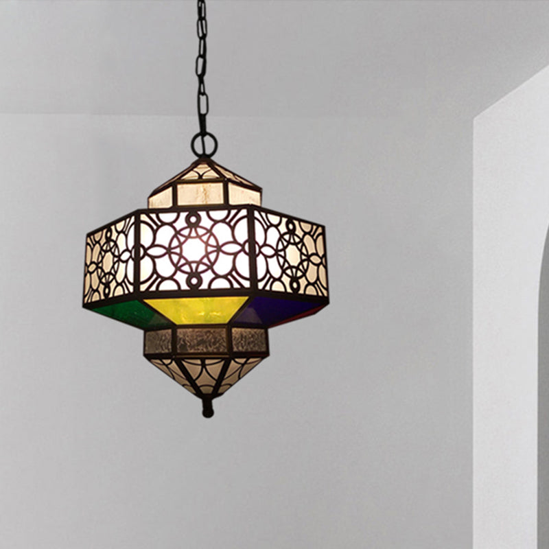 Art Deco Hollow-Out Hanging Light 3 Bulbs Metallic Chandelier Pendant Lamp in Brass