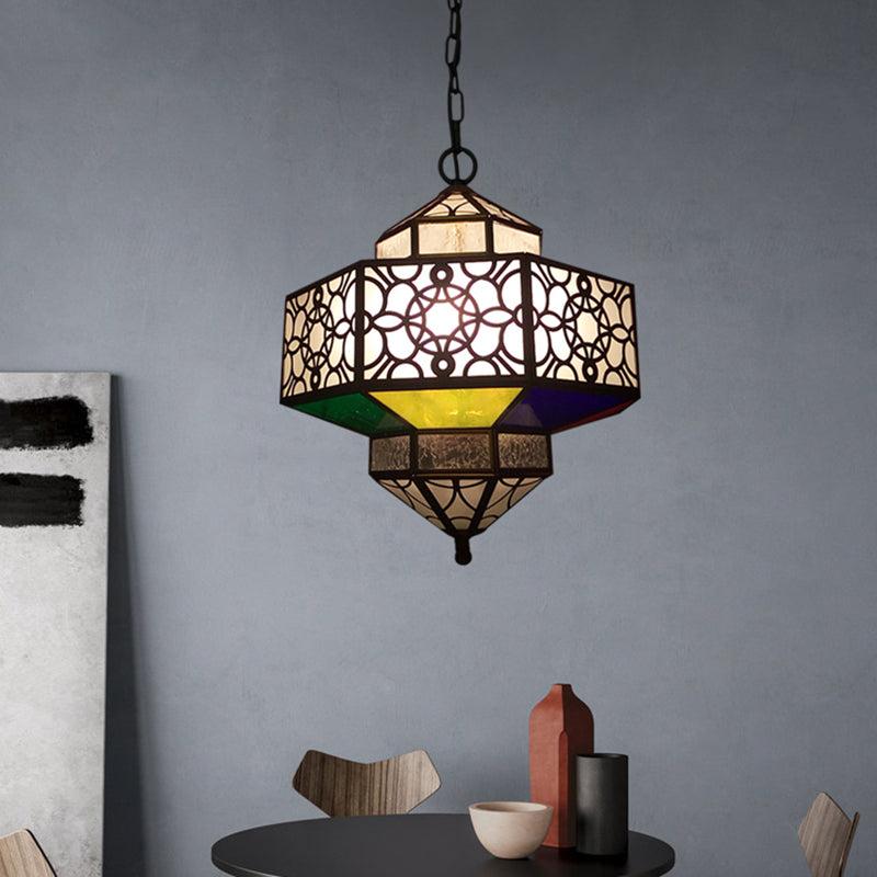 Art Deco Hollow-Out Hanging Light 3 Bulbs Metallic Chandelier Pendant Lamp in Brass