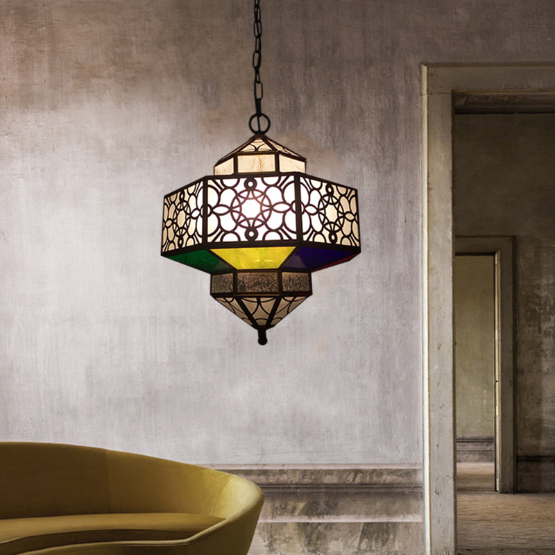 Art Deco Hollow-Out Hanging Light 3 Bulbs Metallic Chandelier Pendant Lamp in Brass