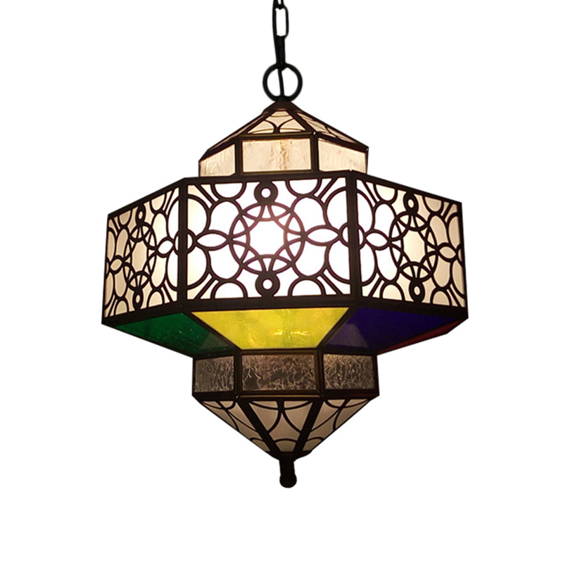 Art Deco Hollow-Out Hanging Light 3 Bulbs Metallic Chandelier Pendant Lamp in Brass