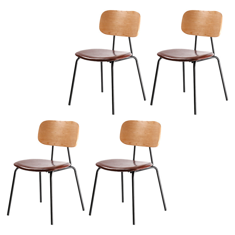 Industrial Metal Milk Tea Shop Side Chair Matte Finish Open Back Dining Chair (Set of 4)