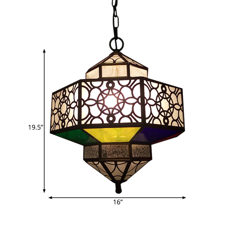 Art Deco Hollow-Out Hanging Light 3 Bulbs Metallic Chandelier Pendant Lamp in Brass
