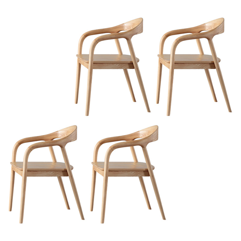 Juego de sillas de madera de fresno de estilo tradicional, sillones con respaldo abierto para cocina y comedor