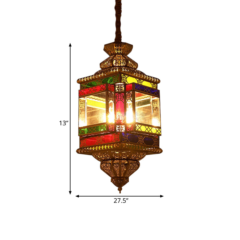 4 Bulbs Metal Pendant Chandelier Vintage Brass Lantern Dining Room Arab Ceiling Lamp
