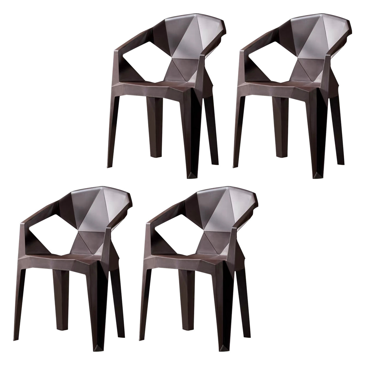 Chaises de salle à manger de style moderne Chaises d'appoint empilables en plastique pour la cuisine (Ensemble de 4)