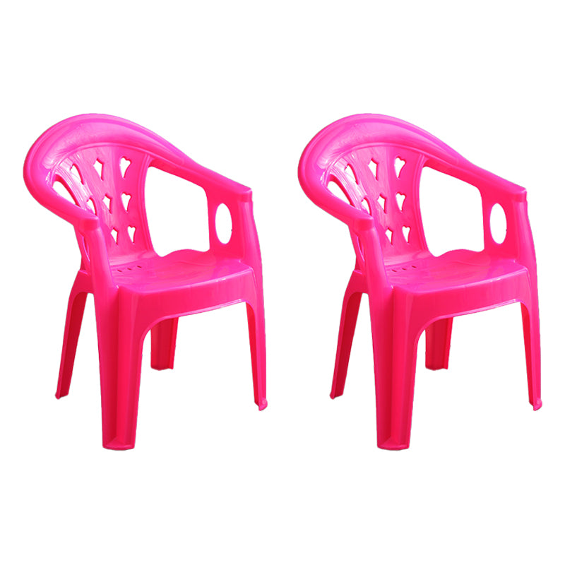 Silla de comedor de plástico de estilo moderno, sillón de comedor apilable con respaldo de listones para el hogar