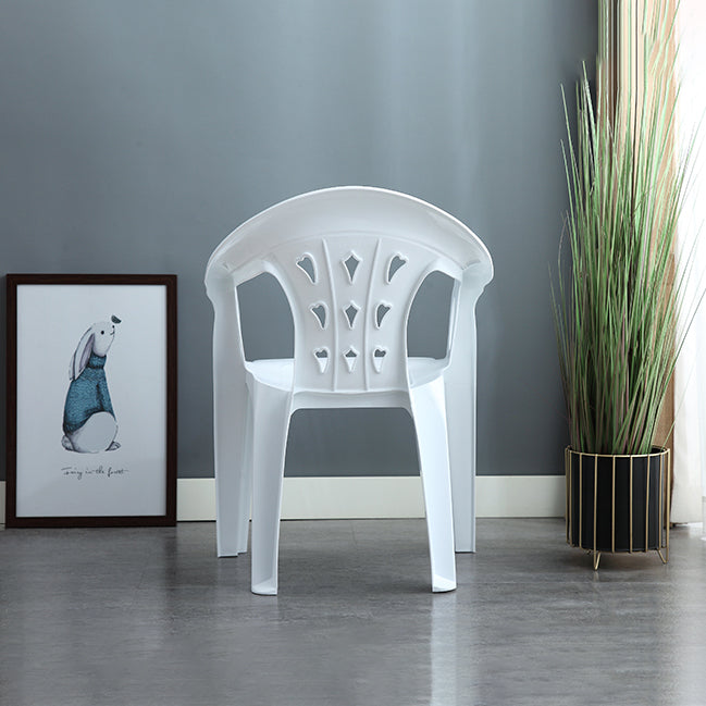Silla de comedor de plástico de estilo moderno, sillón de comedor apilable con respaldo de listones para el hogar