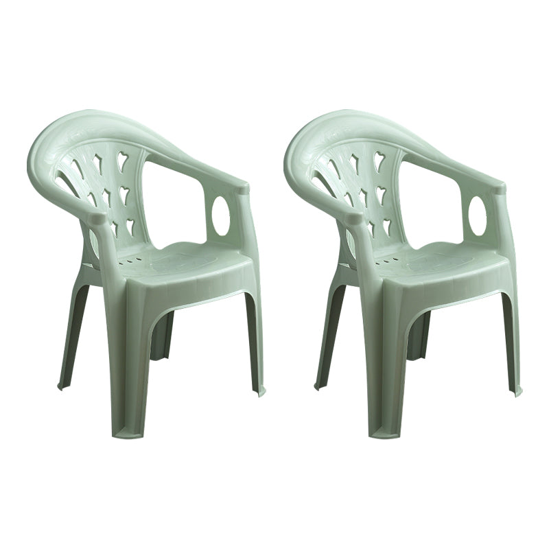Silla de comedor de plástico de estilo moderno, sillón de comedor apilable con respaldo de listones para el hogar