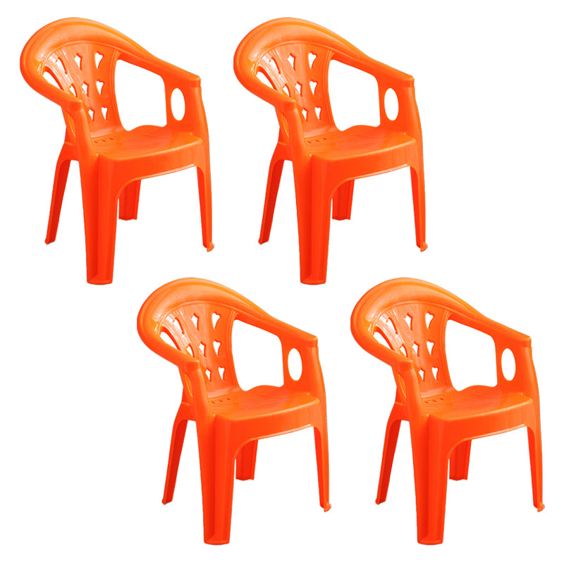 Silla de comedor de plástico de estilo moderno, sillón de comedor apilable con respaldo de listones para el hogar