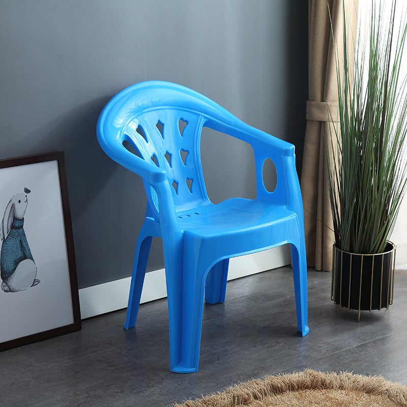 Silla de comedor de plástico de estilo moderno, sillón de comedor apilable con respaldo de listones para el hogar