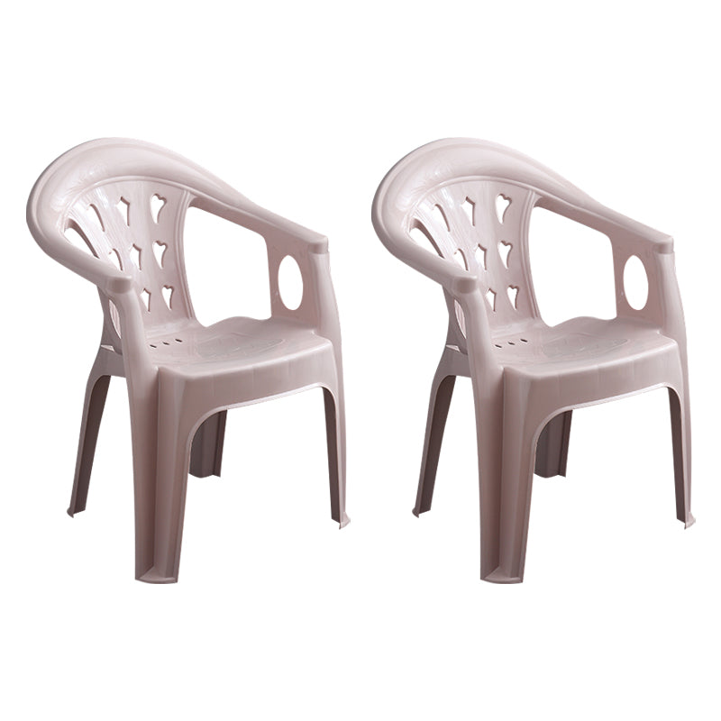 Silla de comedor de plástico de estilo moderno, sillón de comedor apilable con respaldo de listones para el hogar