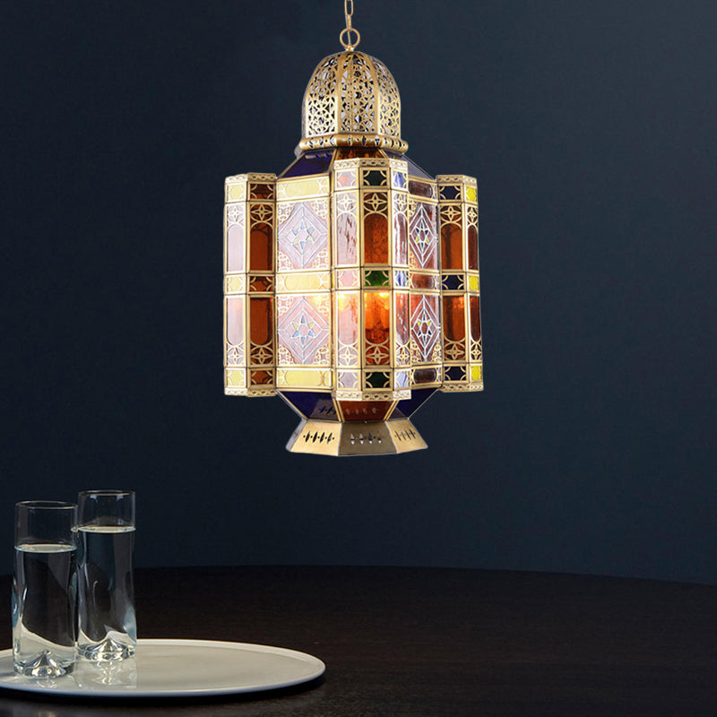 Brass 3-Bulb Pendant Light Fixture Arab Style Metal Castle Chandelier Lamp for Restaurant