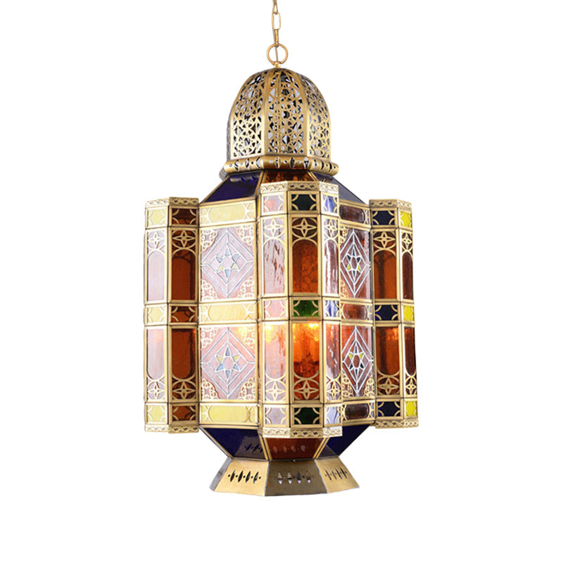 Brass 3-Bulb Pendant Light Fixture Arab Style Metal Castle Chandelier Lamp for Restaurant