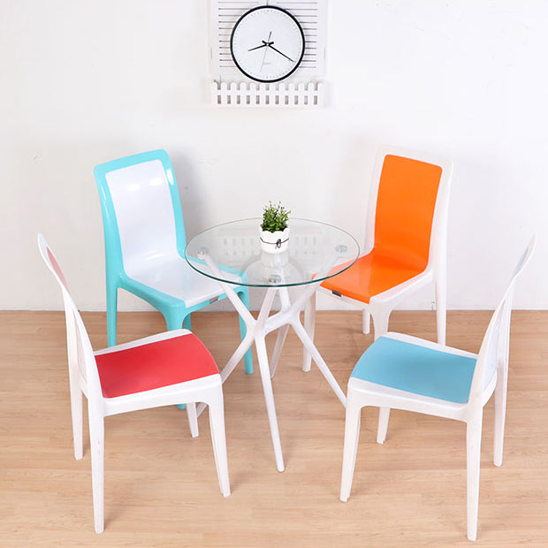 Silla de comedor de estilo moderno, cocina de plástico, silla lateral sin brazos