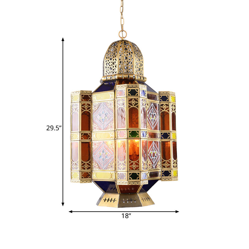 Brass 3-Bulb Pendant Light Fixture Arab Style Metal Castle Chandelier Lamp for Restaurant