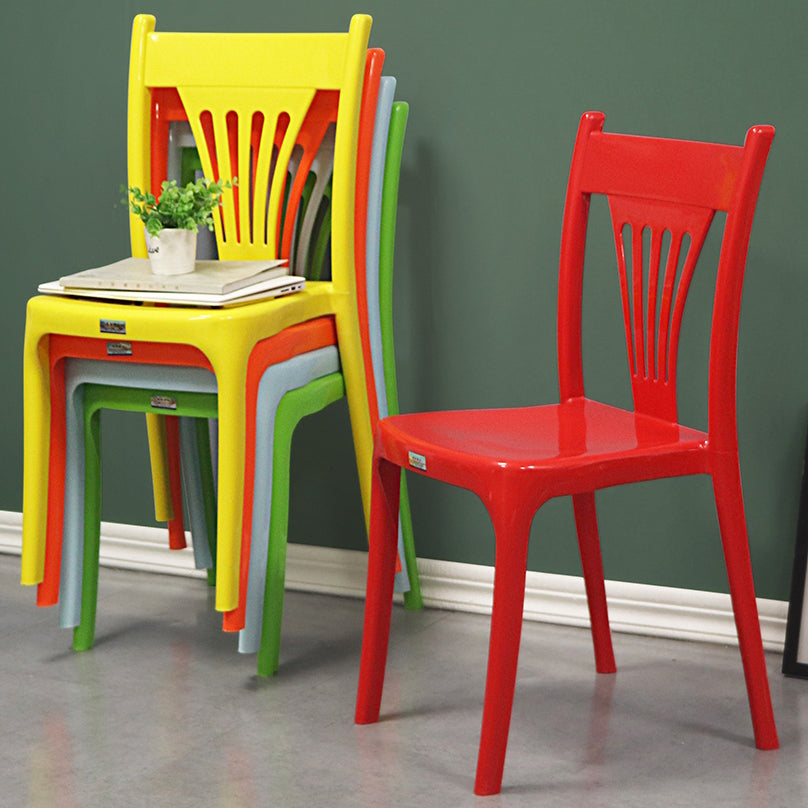 Chaise de salle à manger en plastique de style contemporain, sans accoudoirs, avec dossier à lattes, chaises empilables pour la maison