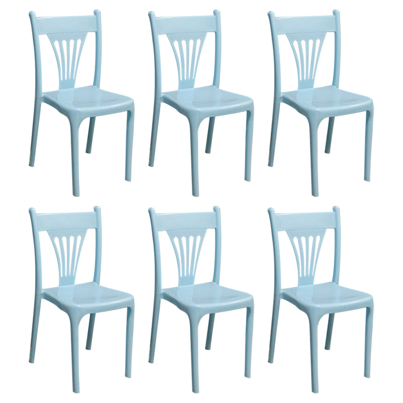 Chaise de salle à manger en plastique de style contemporain, sans accoudoirs, avec dossier à lattes, chaises empilables pour la maison