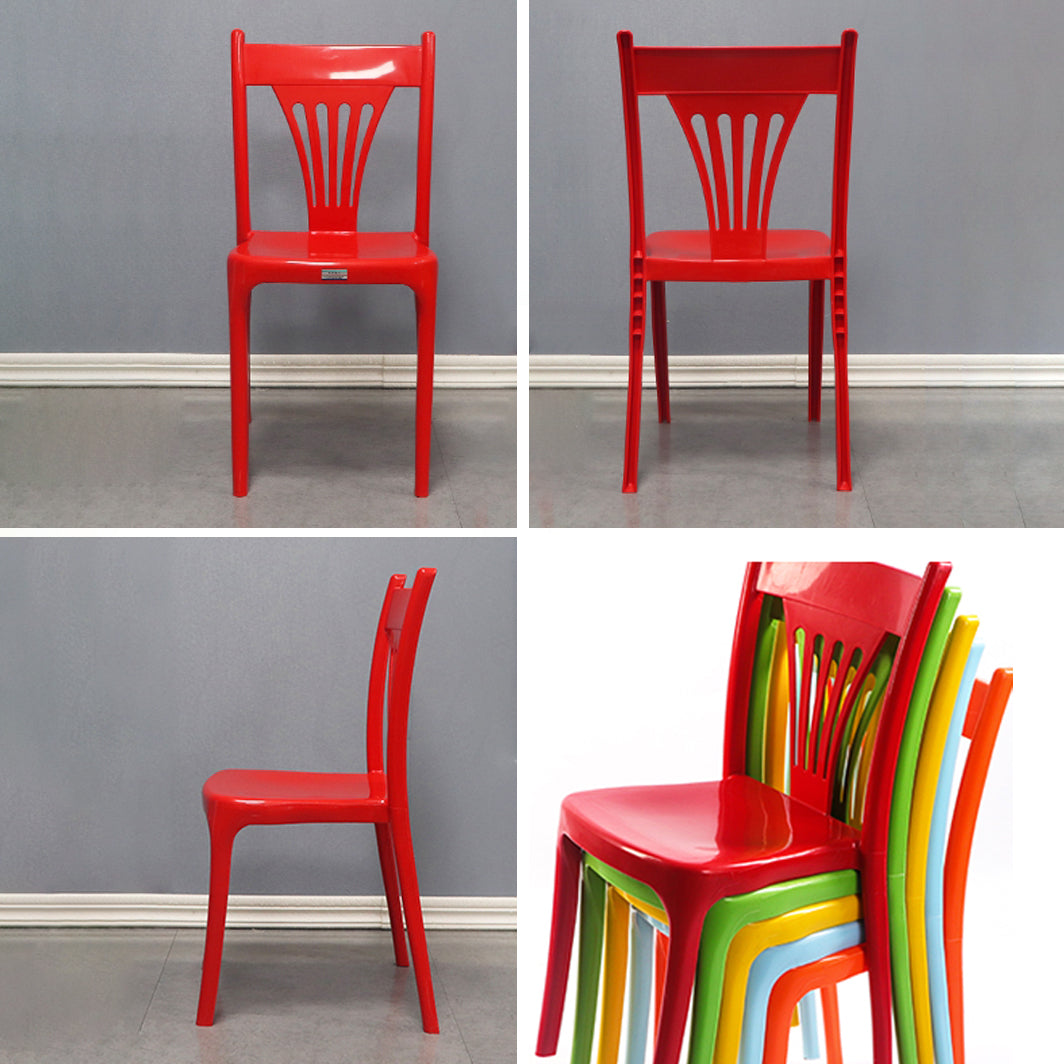 Chaise de salle à manger en plastique de style contemporain, sans accoudoirs, avec dossier à lattes, chaises empilables pour la maison