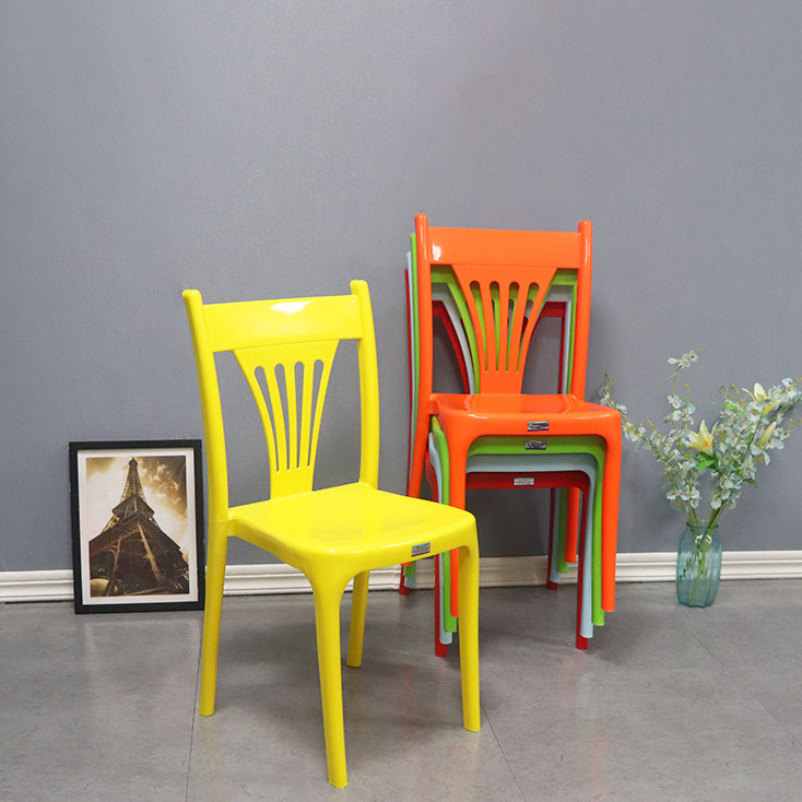 Chaise de salle à manger en plastique de style contemporain, sans accoudoirs, avec dossier à lattes, chaises empilables pour la maison