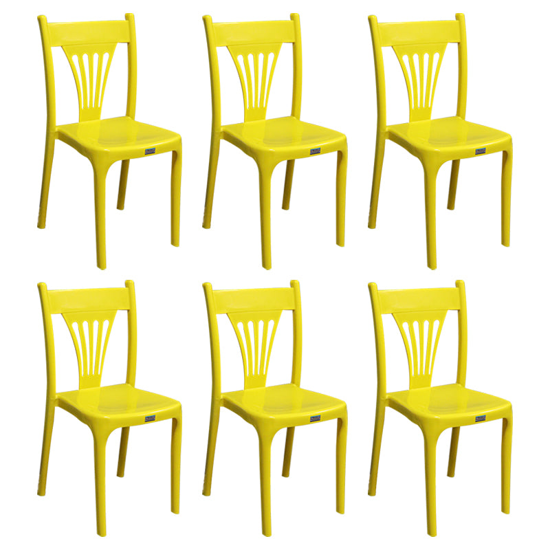 Chaise de salle à manger en plastique de style contemporain, sans accoudoirs, avec dossier à lattes, chaises empilables pour la maison