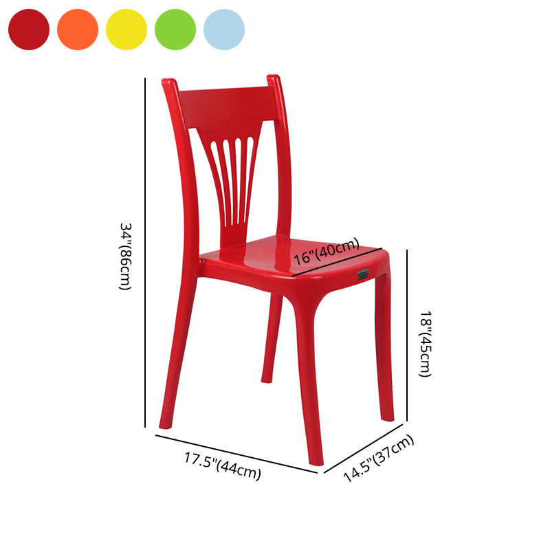 Chaise de salle à manger en plastique de style contemporain, sans accoudoirs, avec dossier à lattes, chaises empilables pour la maison