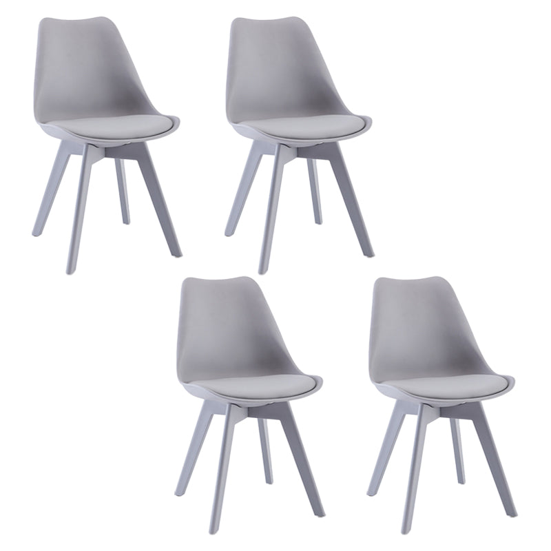 Minimalistischer Stil Plastik Ess -Armless Stuhl Polsterte feste Rückenstühle für Zuhause gepolstert