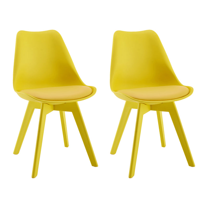 Minimalistischer Stil Plastik Ess -Armless Stuhl Polsterte feste Rückenstühle für Zuhause gepolstert
