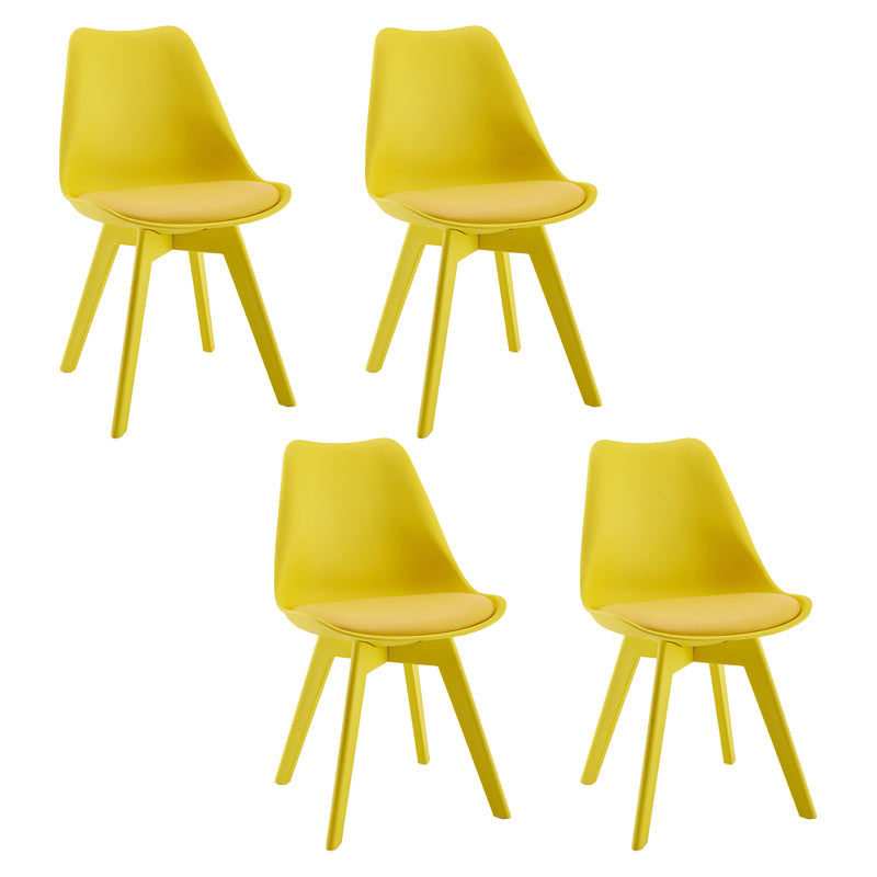 Minimalistischer Stil Plastik Ess -Armless Stuhl Polsterte feste Rückenstühle für Zuhause gepolstert