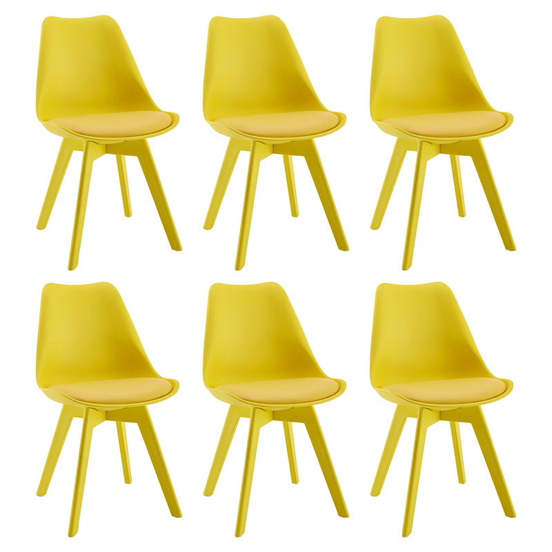 Minimalistischer Stil Plastik Ess -Armless Stuhl Polsterte feste Rückenstühle für Zuhause gepolstert