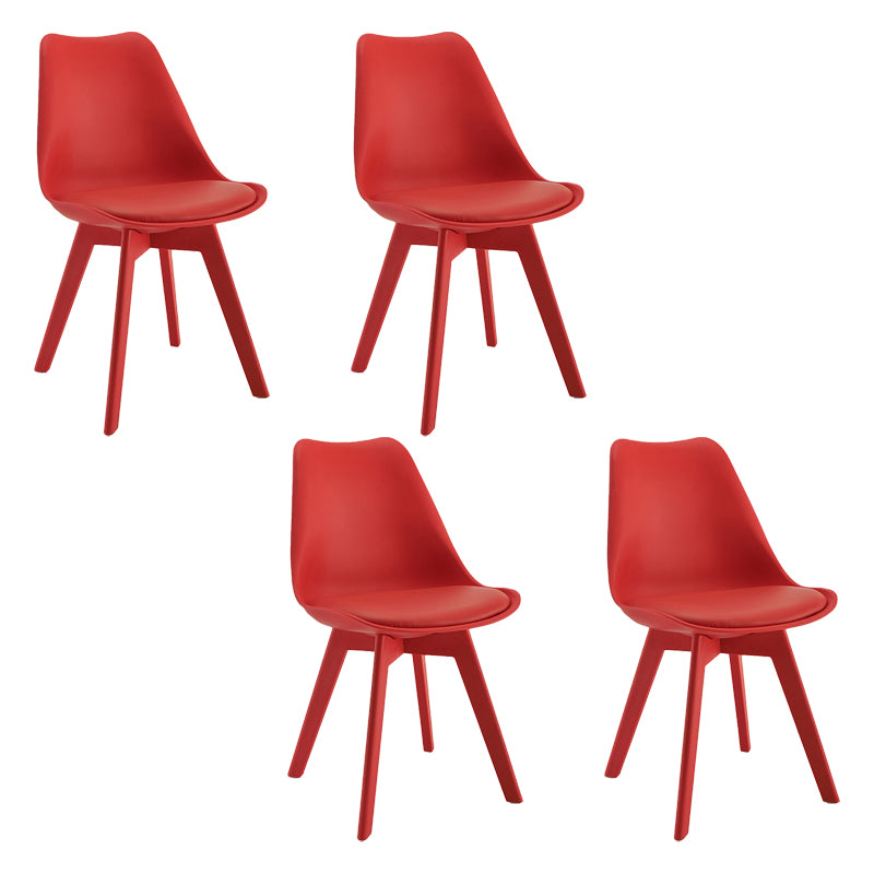 Minimalistischer Stil Plastik Ess -Armless Stuhl Polsterte feste Rückenstühle für Zuhause gepolstert