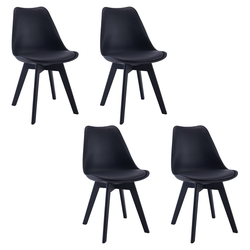 Minimalistischer Stil Plastik Ess -Armless Stuhl Polsterte feste Rückenstühle für Zuhause gepolstert