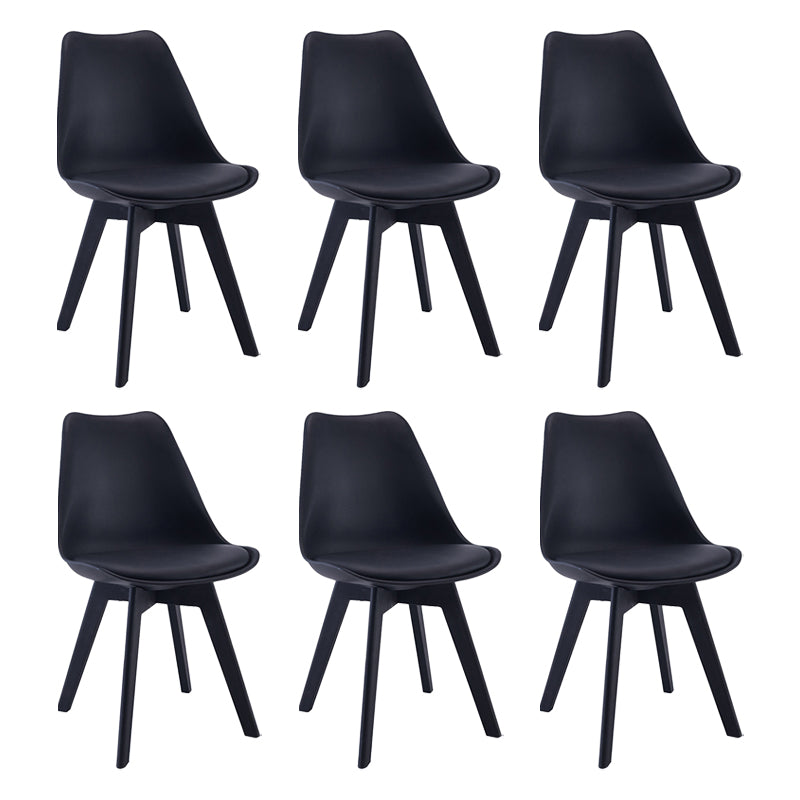 Minimalistischer Stil Plastik Ess -Armless Stuhl Polsterte feste Rückenstühle für Zuhause gepolstert