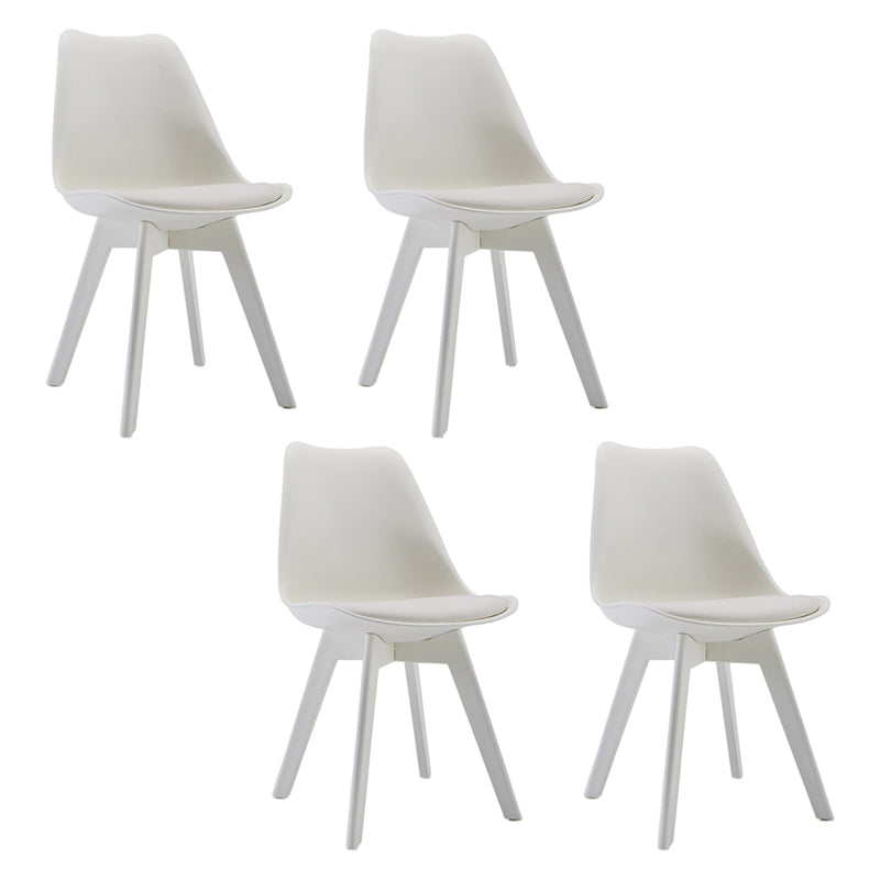 Minimalistischer Stil Plastik Ess -Armless Stuhl Polsterte feste Rückenstühle für Zuhause gepolstert