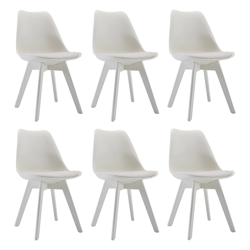 Minimalistischer Stil Plastik Ess -Armless Stuhl Polsterte feste Rückenstühle für Zuhause gepolstert