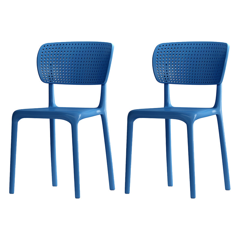 Chaise sans bras de salle à manger contemporaine en plastique, chaises latérales de salle à manger à dos ouvert