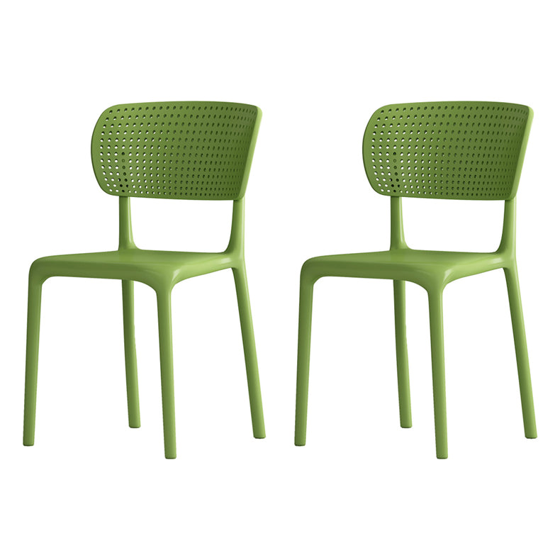Chaise sans bras de salle à manger contemporaine en plastique, chaises latérales de salle à manger à dos ouvert