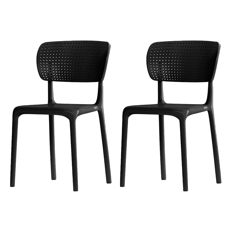 Chaise sans bras de salle à manger contemporaine en plastique, chaises latérales de salle à manger à dos ouvert