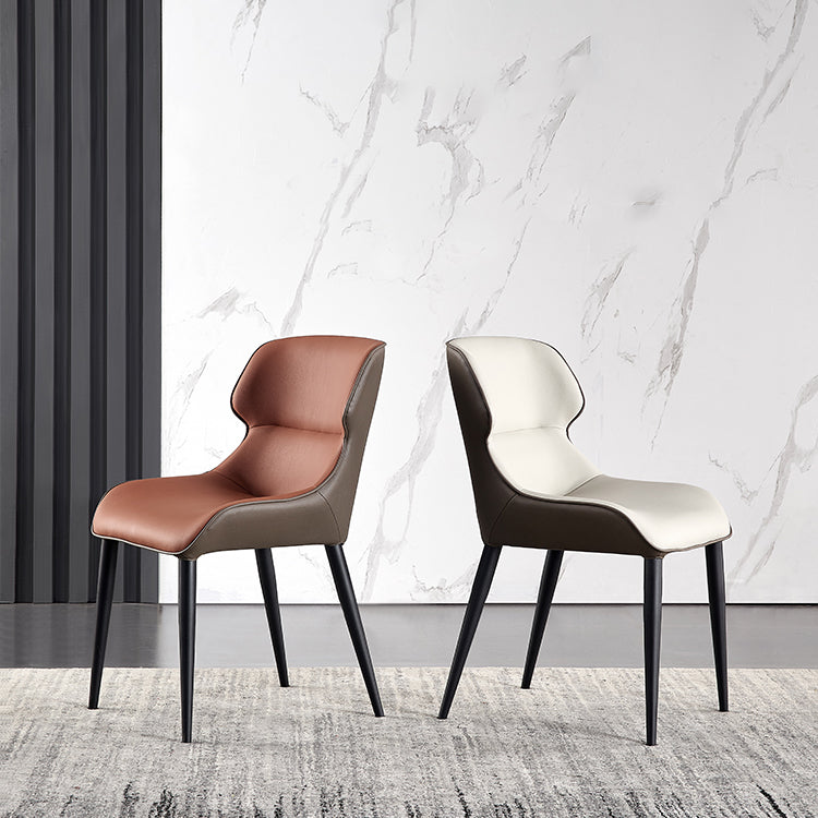 Sillas de comedor tapizadas de estilo minimalista, sin brazos, Wingback Parsons, silla individual (juego de 1)