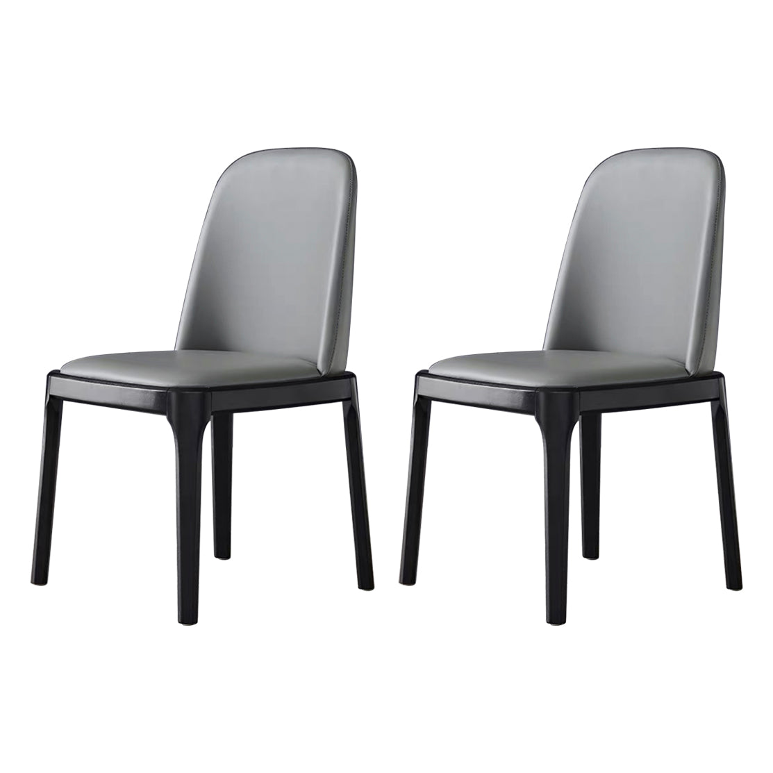 Chaise d'appoint industrielle en cuir de frêne, finition mate, chaise de salle à manger Parsons (Ensemble de 2)