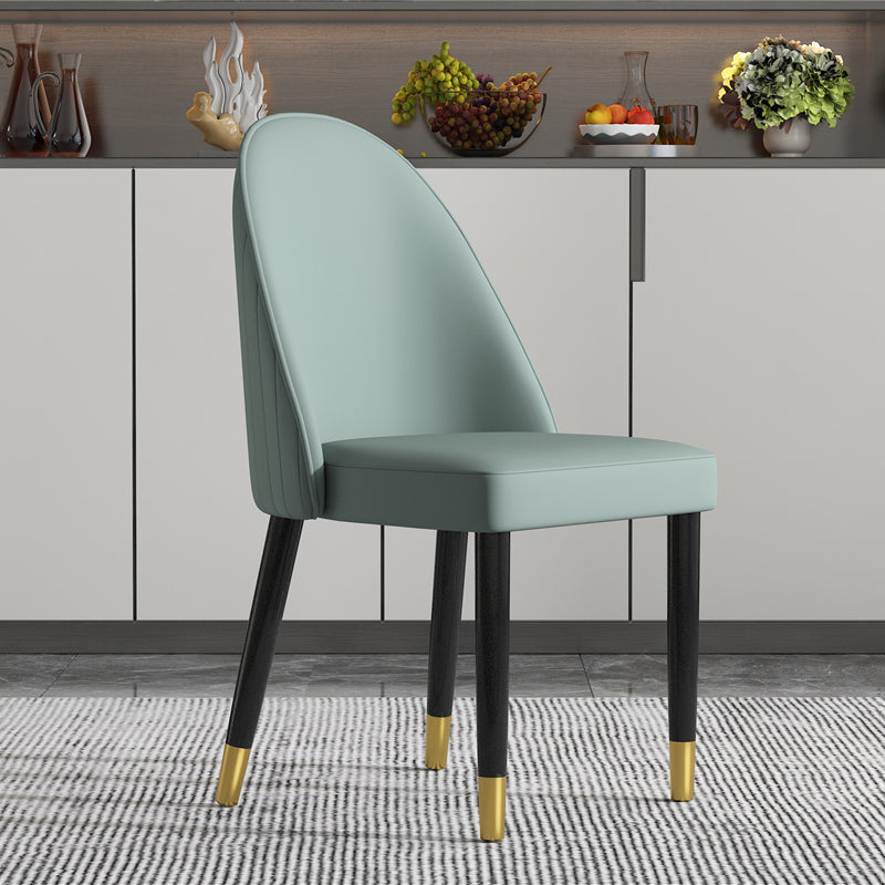 Silla de comedor de estilo escandinavo, silla Parsons acolchada sin brazos de madera (juego de 2)