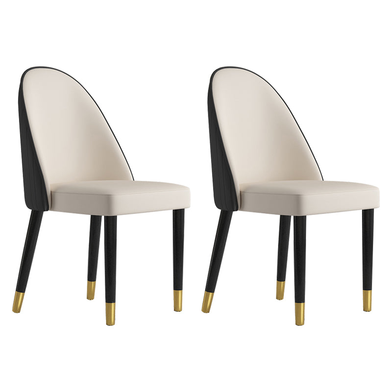Silla de comedor de estilo escandinavo, silla Parsons acolchada sin brazos de madera (juego de 2)