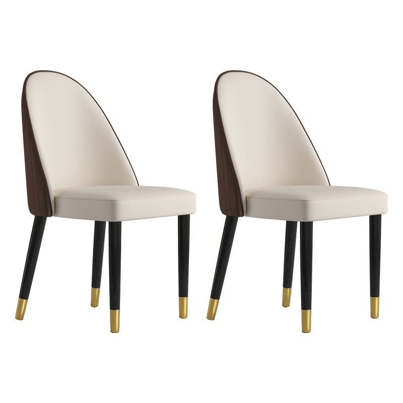 Silla de comedor de estilo escandinavo, silla Parsons acolchada sin brazos de madera (juego de 2)
